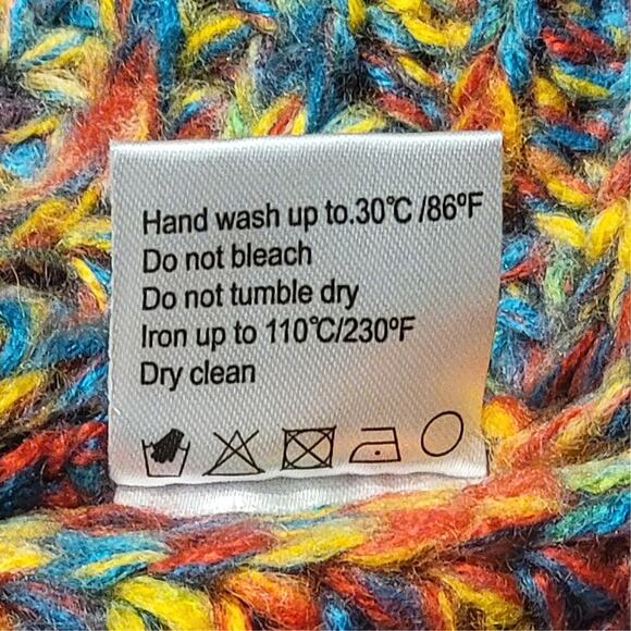 LEA & VIOLA Rainbow Puff Sleeve Sweater Womens L Beautiful Eclectic Winter Style - Picture 5 of 12